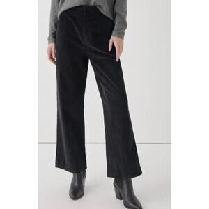nwot PACT Pants M Corduroy Black Wide-Leg High-Waist Stretchy Organic-Cotton